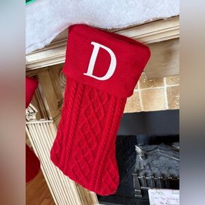 Red Monogrammed Holiday Stocking Letter D